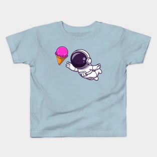 Astronaut Floating with Ice Cream Cartoon Kids T-Shirt